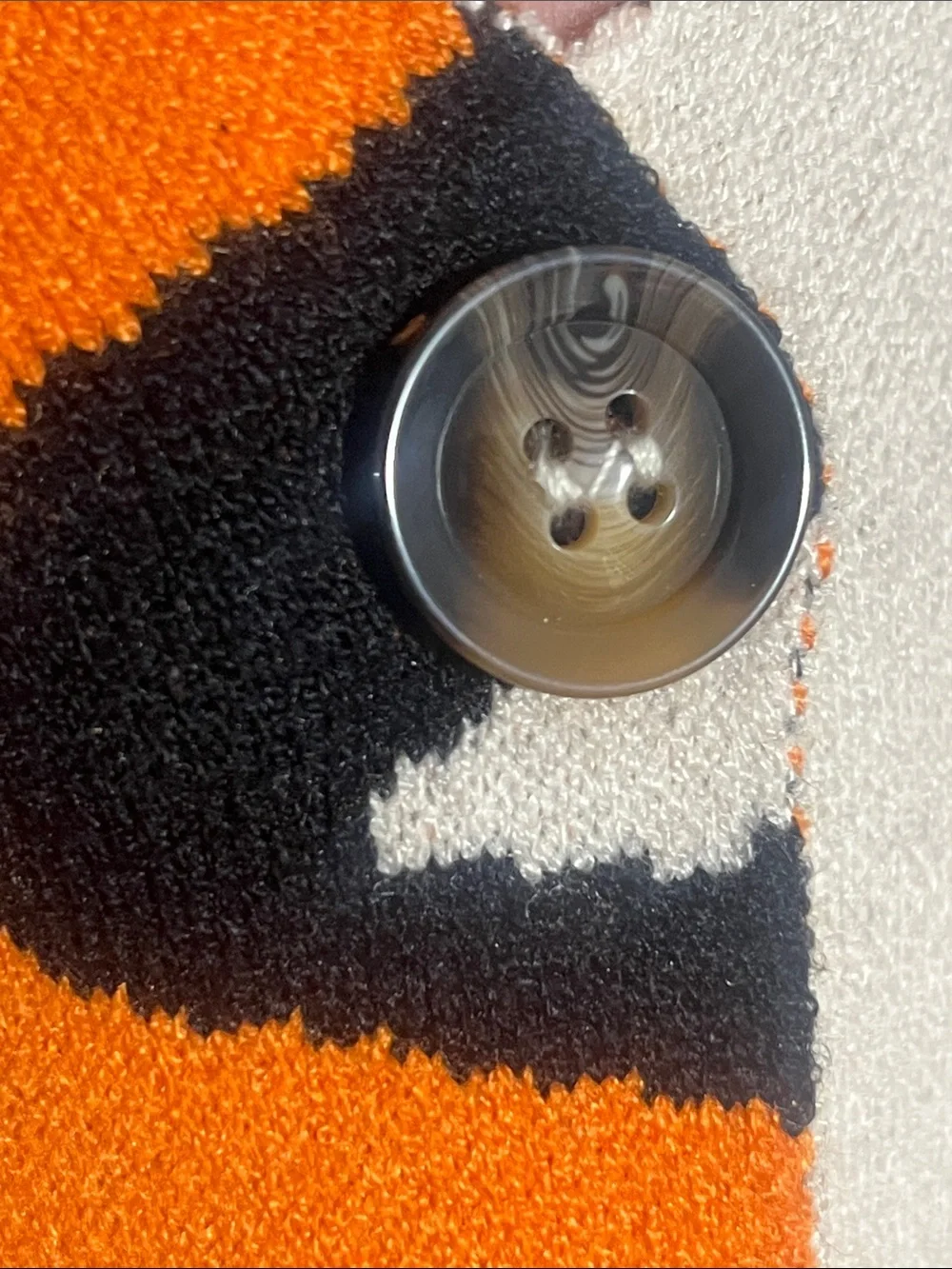 Orange and Cream Leopard-Tiger Button Down Cardigan Sweater - Women